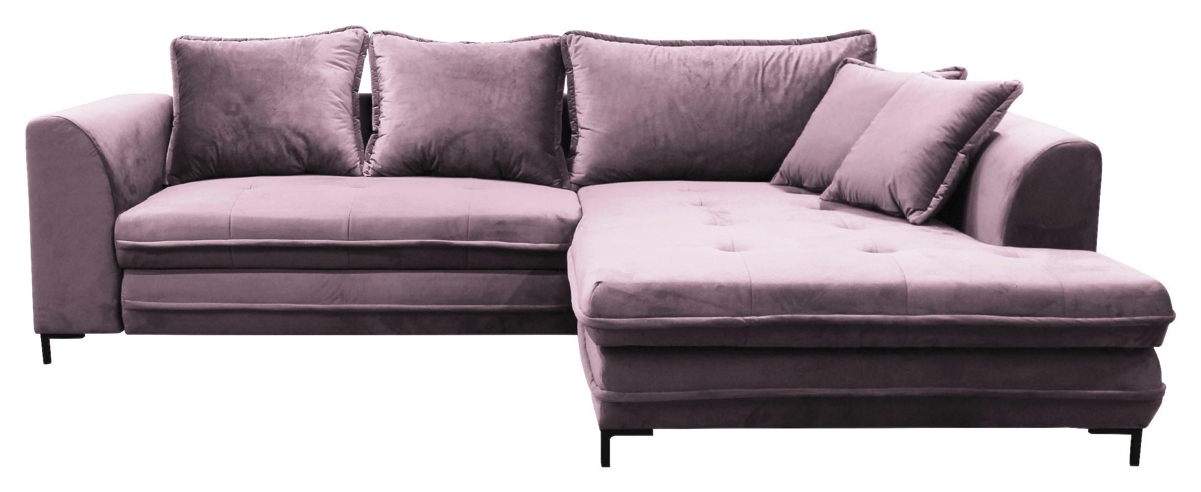 ECKSOFA Beere Velours Zierkissen, Rückenkissen, Bettkasten, Schlaffunktion, Rücken echt  - Beere/Schwarz, Design, Textil/Metall (277/187cm) - P & B