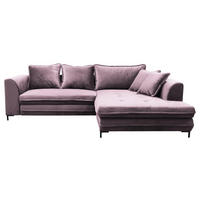 KOTNA SEDEŽNA GARNITURA, velur barve gozdnih sadežev  - črna/barve gozdnih sadežev, Design, kovina/tekstil (277/187cm) - Livetastic