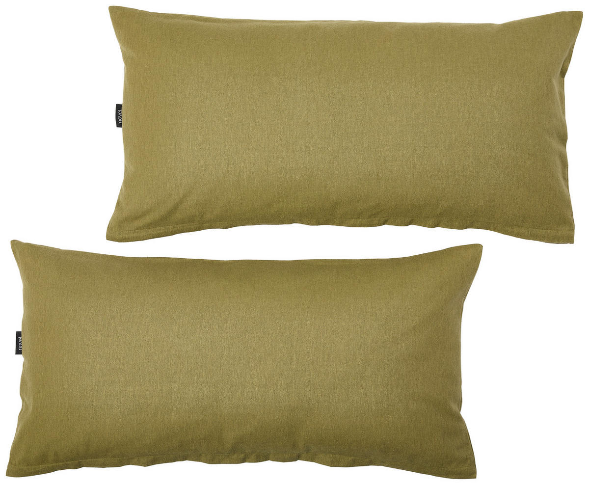 KISSENHÜLLEN-SET Flanell 40/80 cm  - Olivgrün, Basics, Textil (40/80cm) - Novel