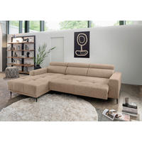 ECKSOFA Hellbraun Chenille  - Hellbraun/Schwarz, KONVENTIONELL, Textil/Metall (188/276cm) - Livetastic
