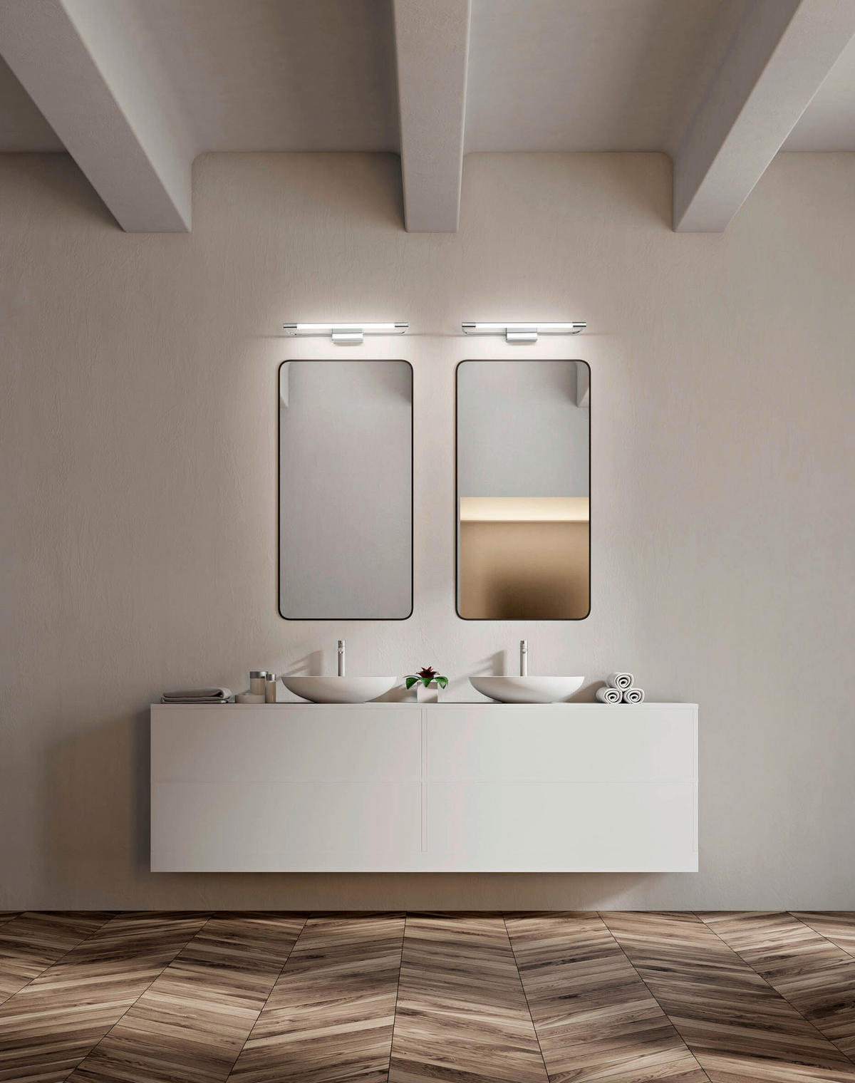 SPIEGELLEUCHTE Rapallo 60/8/5 cm   - Chromfarben, Design, Kunststoff/Metall (60/8/5cm) - Fabas Luce