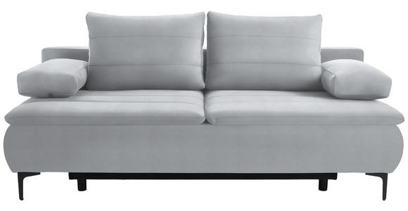 BOXSPRINGSOFA in Flachgewebe Grauweiß  - Grauweiß/Schwarz, KONVENTIONELL, Textil/Metall (204/93/100cm) - Novel