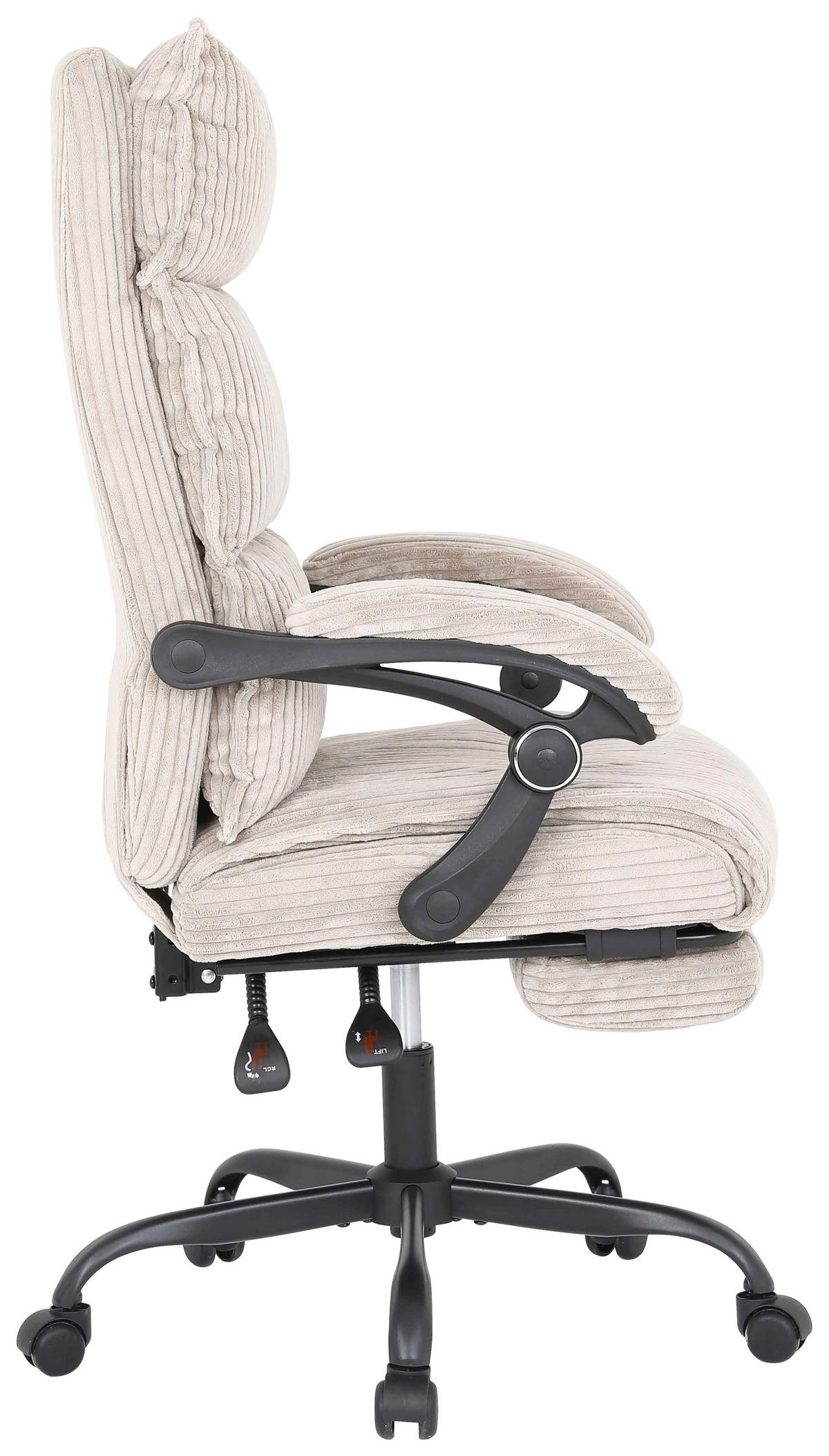 DREHSTUHL Cord Beige  - Beige/Schwarz, MODERN, Holz/Kunststoff (65/116/124/65cm) - MID.YOU