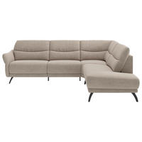 ECKSOFA Sandfarben Webstoff  - Sandfarben/Schwarz, KONVENTIONELL, Textil/Metall (263/201cm) - Pure Home Comfort