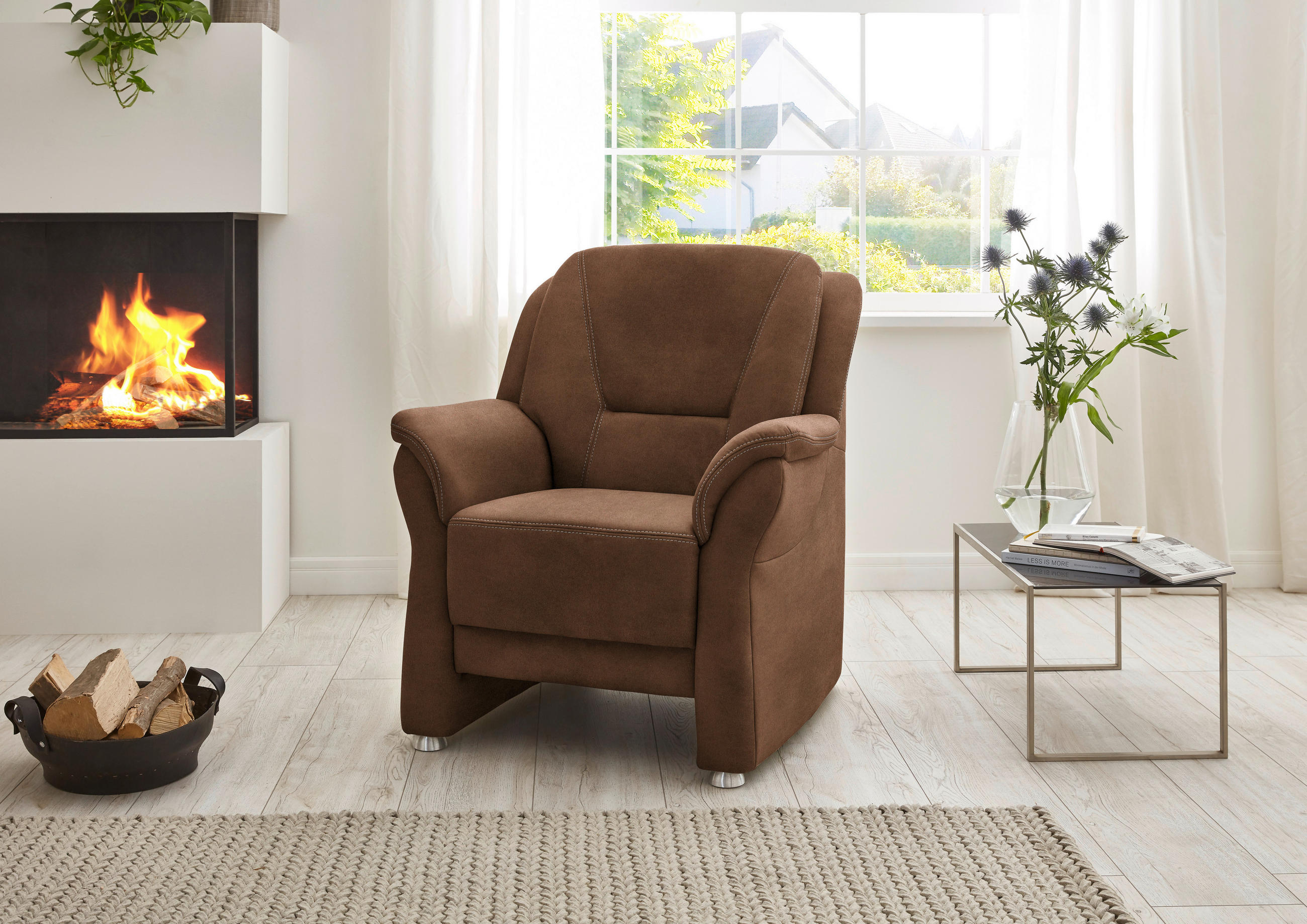 SESSEL in Mikrofaser Hellbraun  - Hellbraun/Beige, Konventionell, Textil/Metall (90/100/89cm) - Beldomo Comfort