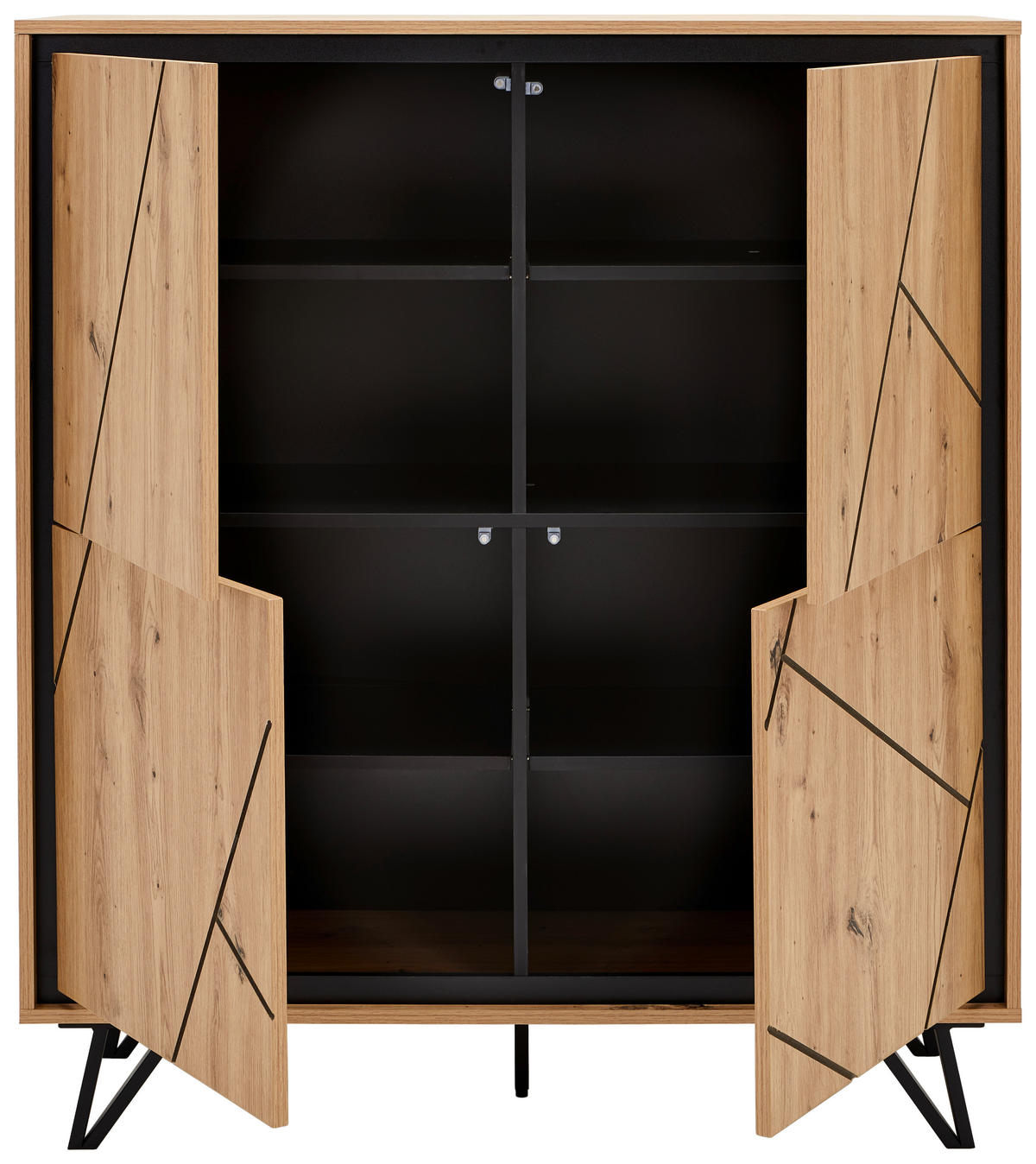 ŠIROKÁ KOMODA, černá, barvy dubu, 110/125/40 cm - barvy dubu/černá, Lifestyle, kov/kompozitní dřevo (110/125/40cm) - MID.YOU