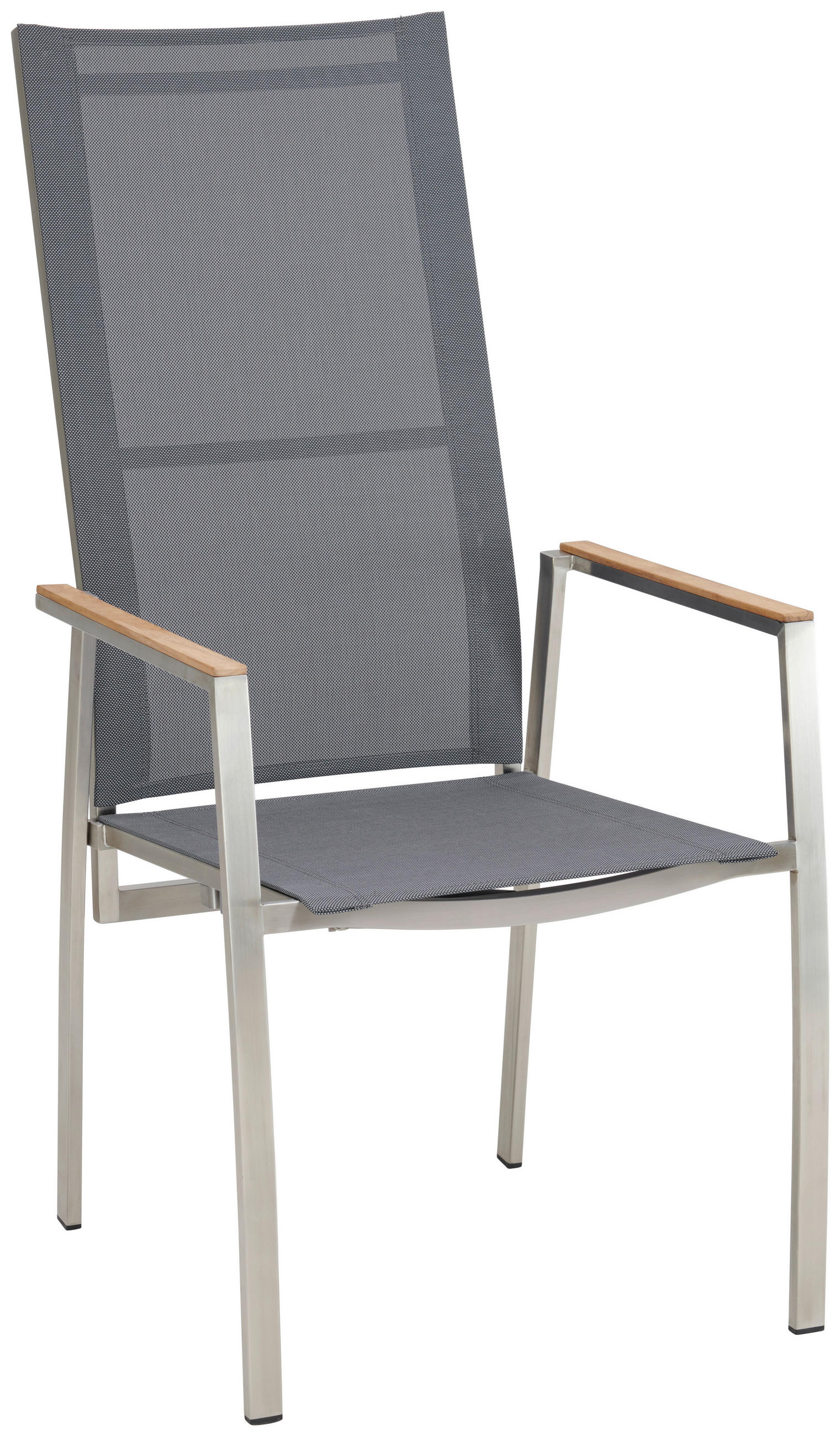 STAPELSESSEL verstellbar Teakholz Edelstahl Grau, Naturfarben, Edelstahlfarben  - Edelstahlfarben/Naturfarben, Design, Holz/Textil (56/112/63cm) - Amatio