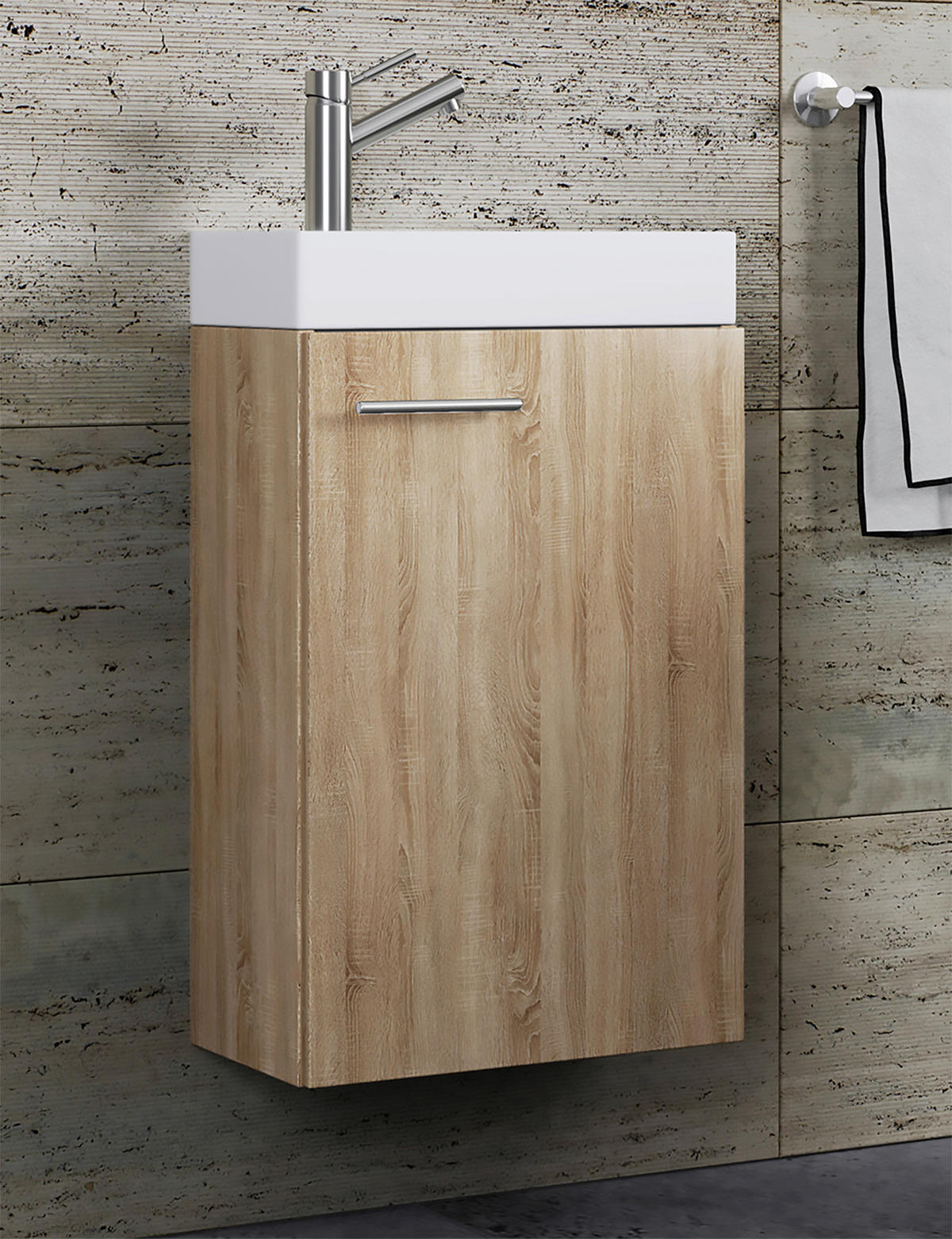 WASCHTISCHKOMBI 40,5 cm  - Weiss/Sonoma Eiche, Modern, Keramik/Holzwerkstoff (40,5cm) - MID.YOU