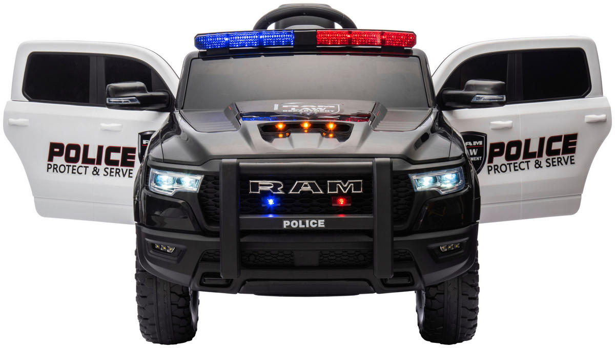 ELEKTRO-KINDERAUTO RAM 1500 POLICE TRUCK Schwarz, Weiß  - Schwarz/Weiß, KONVENTIONELL, Kunststoff/Metall (119/68/57cm)