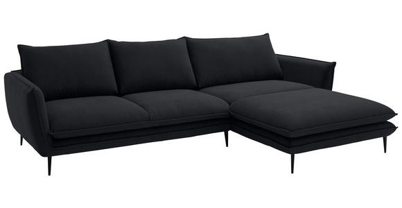 ECKSOFA  in Webstoff Schwarz  304/196 cm  - Schwarz, KONVENTIONELL, Textil/Metall (304/196cm) - Hom`in