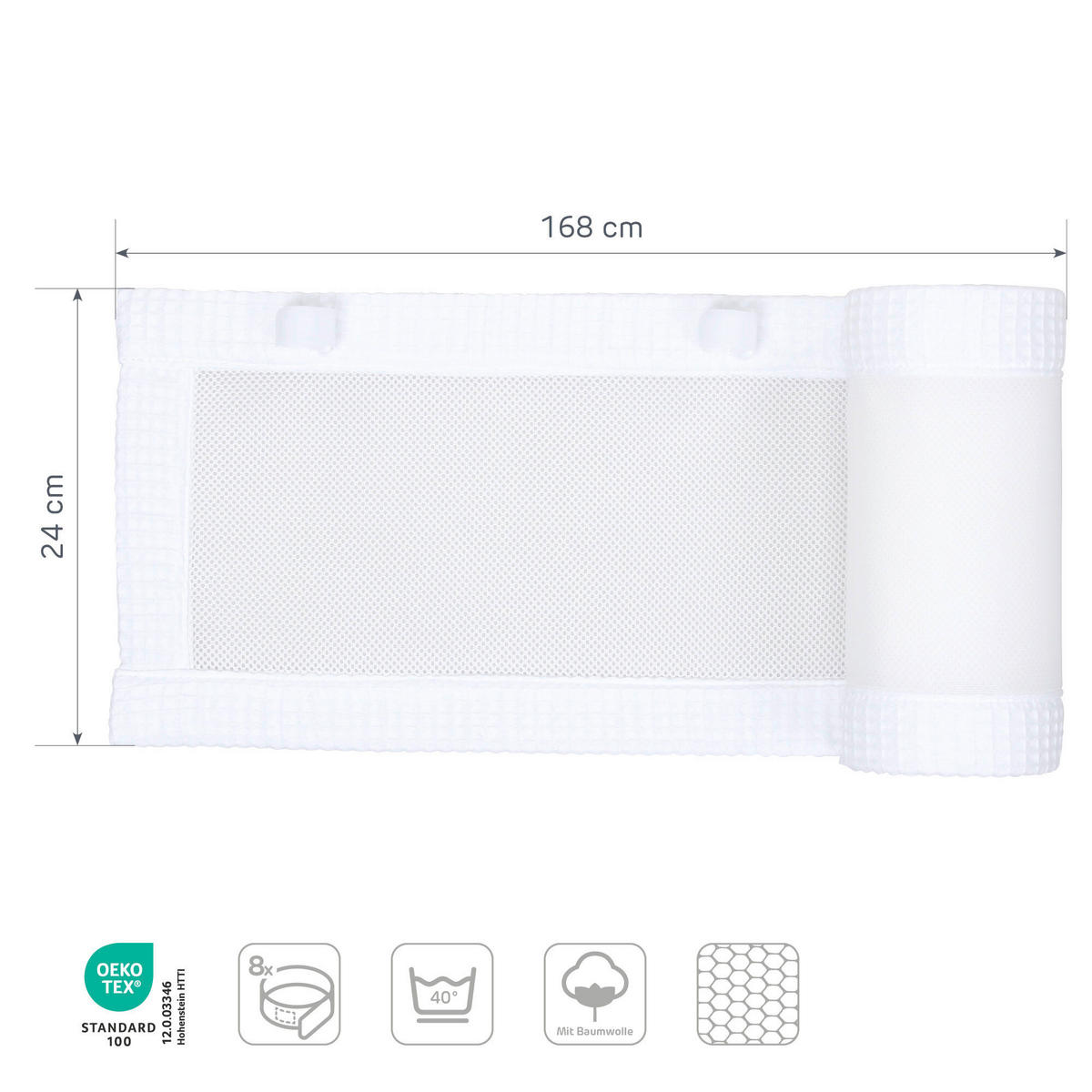 NESTCHEN babybay Nestchen 3D Mesh  - Weiß, Basics, Naturmaterialien (168/24/2cm) - Tobi