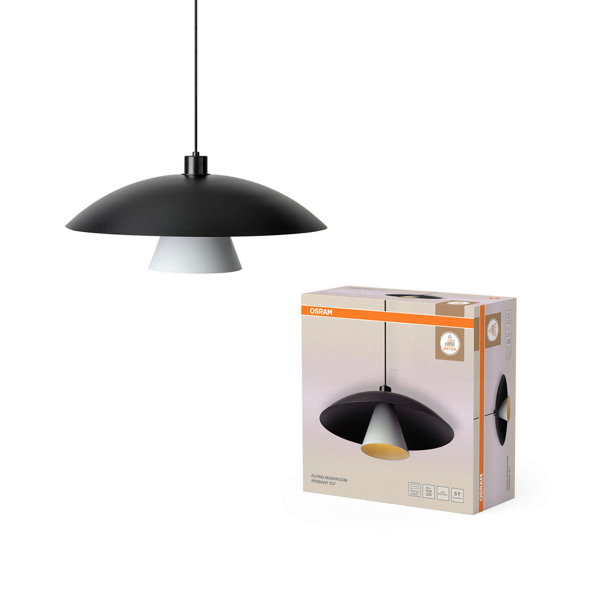HÄNGELEUCHTE 186/50/125,5 cm  - Schwarz/Weiß, Basics, Metall (186/50/125,5cm) - Osram