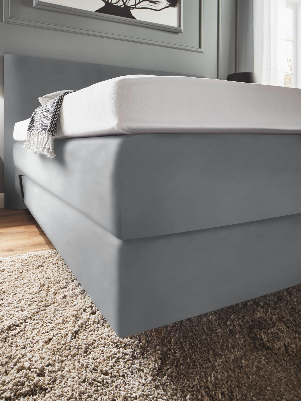 BOXSPRINGBETT 160/200 cm  in Grau  - Grau, KONVENTIONELL, Holz/Textil (160/200cm) - Dieter Knoll