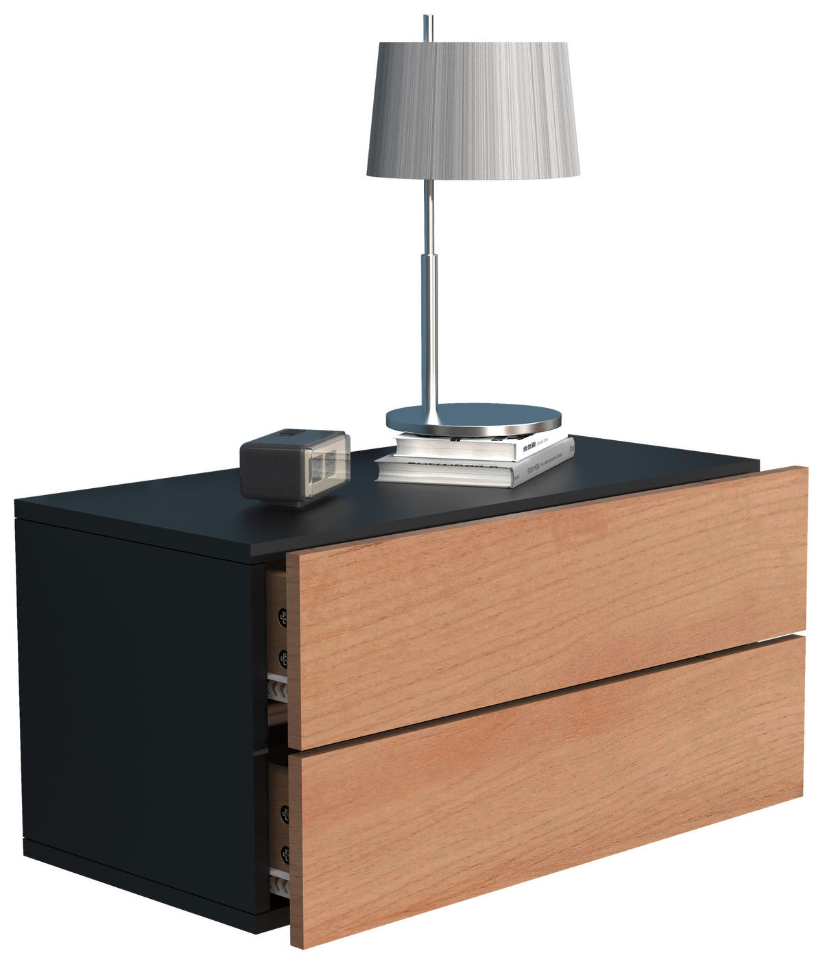 NACHTSCHRANK 60/30/32 cm  - Honigeiche/Schwarz, MODERN, Holzwerkstoff (60/30/32cm) - MID.YOU
