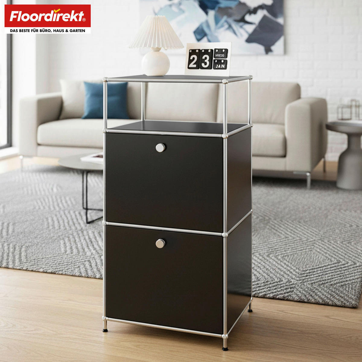 STANDREGAL Schwarz  - Schwarz, Basics, Metall (50/100/40cm) - Floordirekt