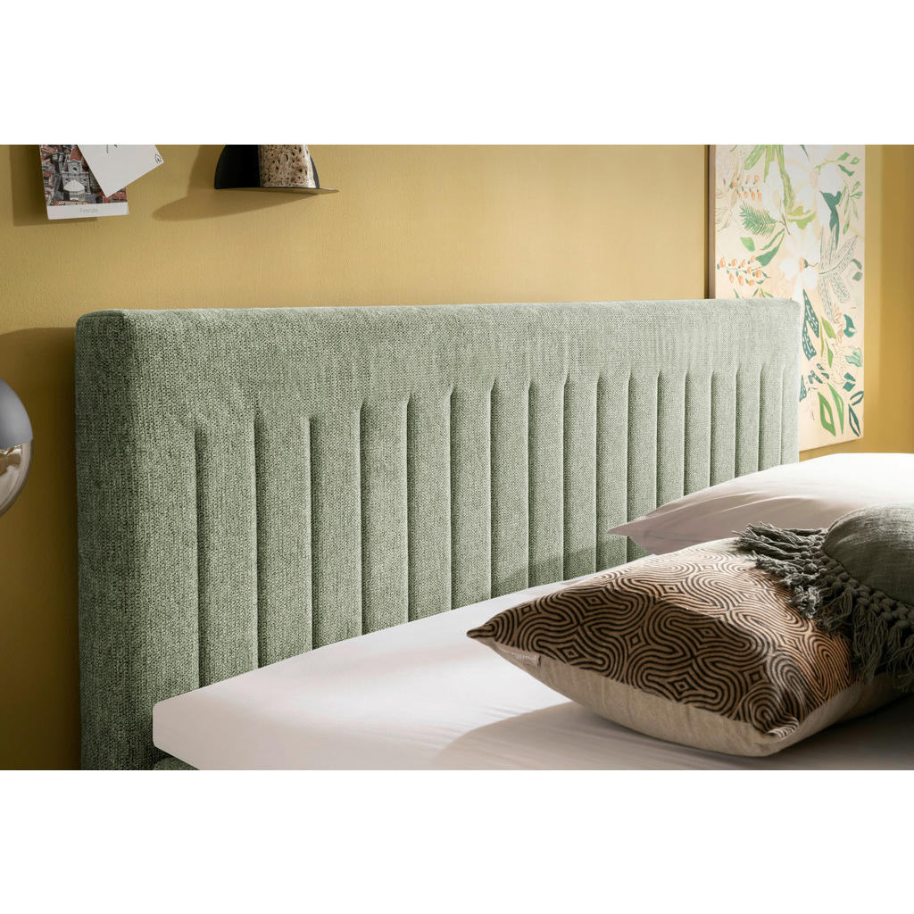Thumbnail - Boxxx Boxspringbett, Grün, Textil, H2, Höhe ca. 17 cm, 180x200 cm, Matratze in verschiedenen Härtegraden erhältlich, Top...