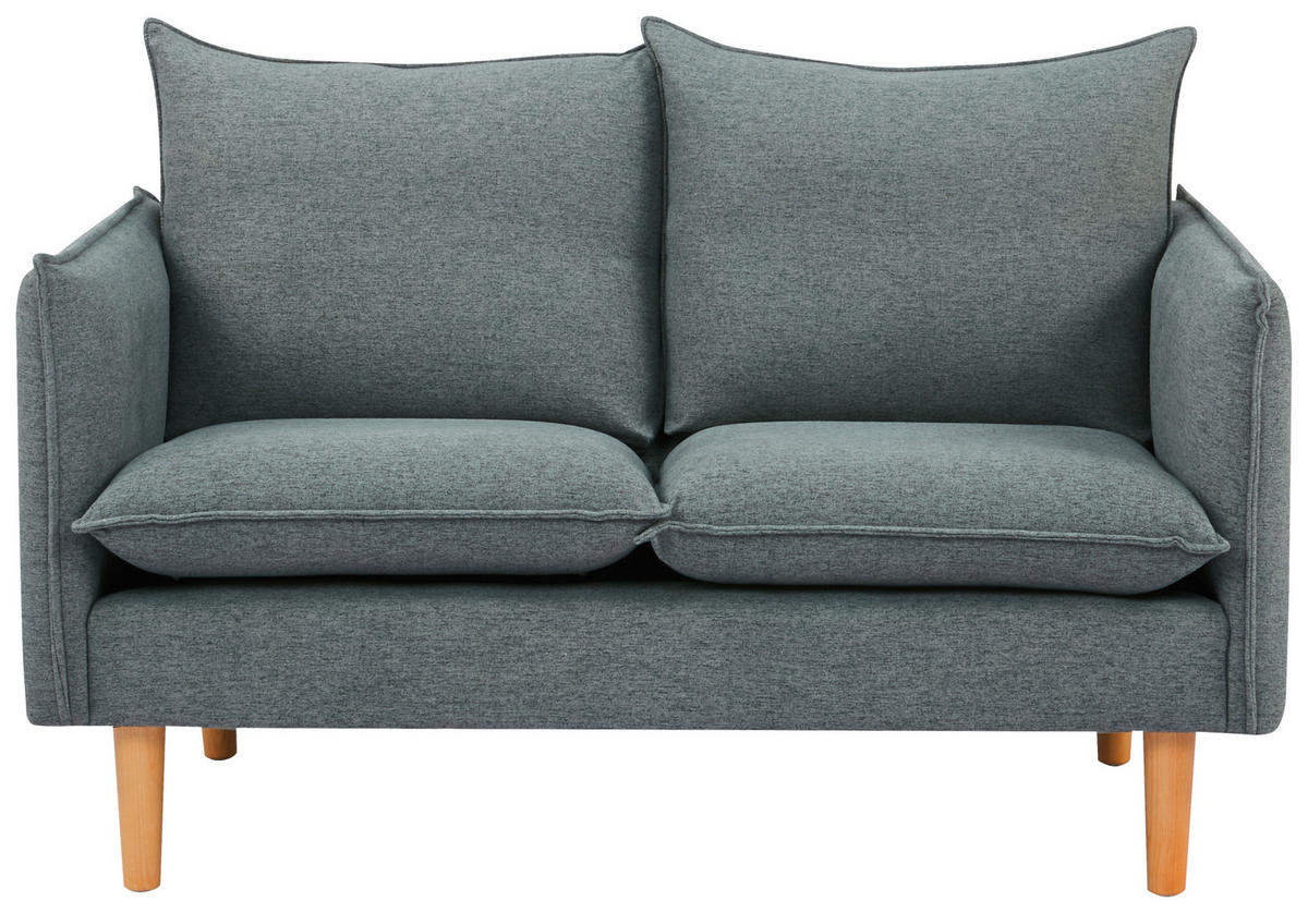 2-SITZER-SOFA in Webstoff Dunkelgrau  - Dunkelgrau/Naturfarben, Design, Holz/Kunststoff (130/84/82cm) - Livetastic