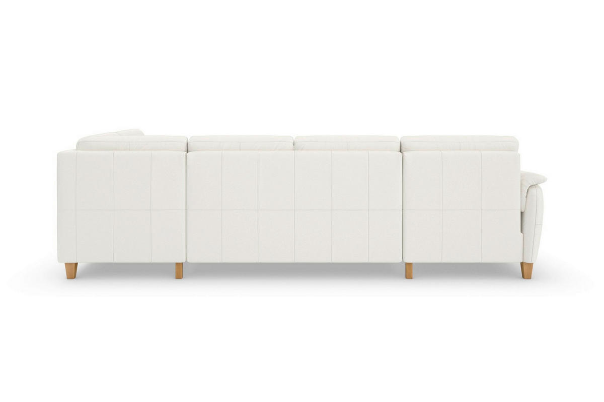 SEDACÍ SOUPRAVA, kůže, bílá - bílá/barvy dubu, Basics, dřevo/kůže (163/308/212cm) - Sit & More