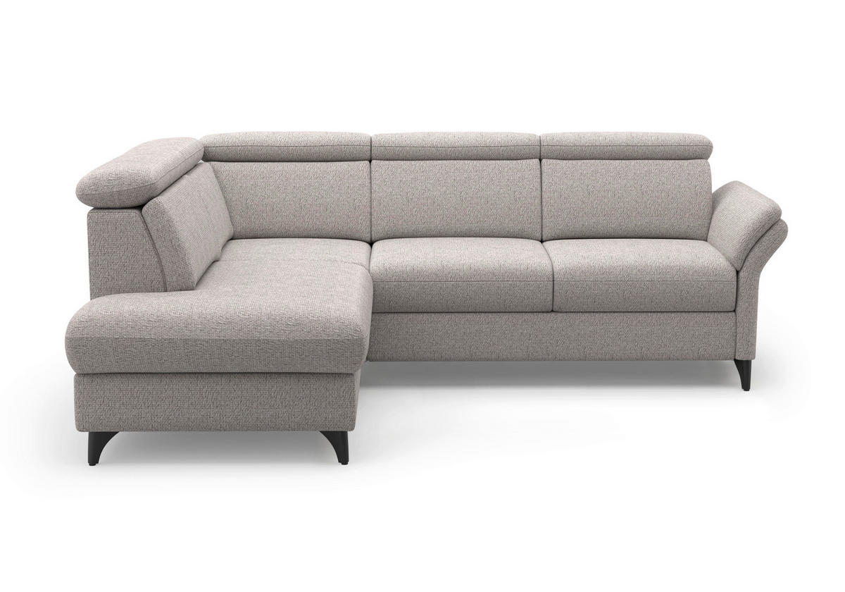 ECKSOFA Chenille Silberfarben  - Silberfarben/Schwarz, Konventionell, Textil/Metall (193/247cm) - Sit & More