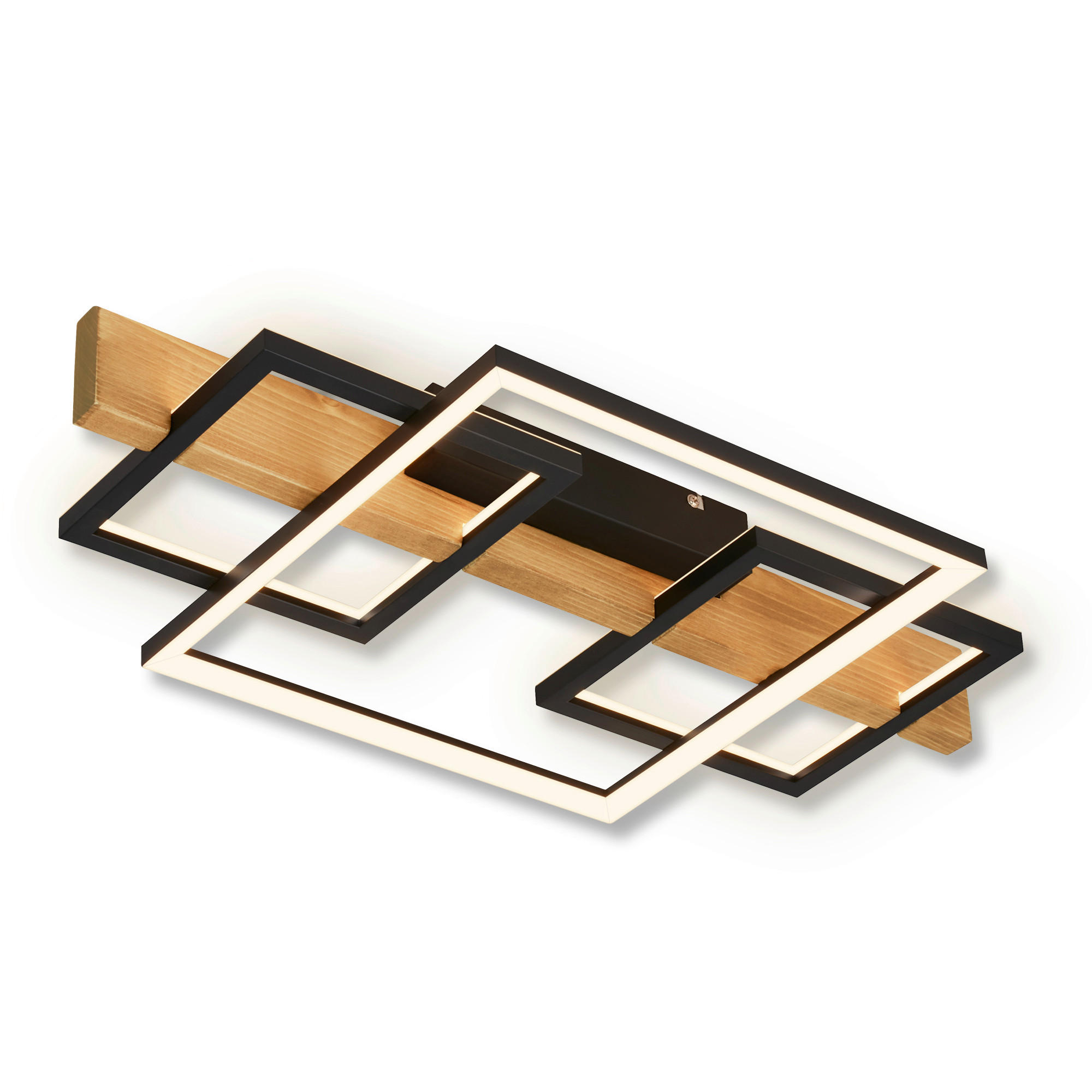 LED-DECKENLEUCHTE  55/30/8 cm    - Eichefarben/Schwarz, Natur, Holz/Metall (55/30/8cm) - Briloner