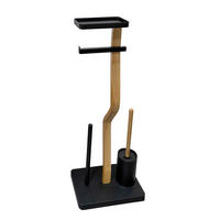 WC-BÜRSTENKOMBINATION in Holz  Kunststoff   - Eichefarben/Schwarz, Basics, Holz/Kunststoff (30/80/20cm) - Sadena