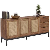 SIDEBOARD Wiener Geflecht  in 170/75/40 cm  - Schwarz/Akaziefarben, LIFESTYLE, Holz/Metall (170/75/40cm) - Landscape