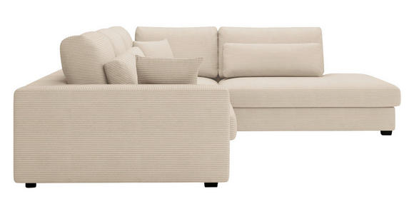 ECKSOFA Creme Cord - Creme/Schwarz, KONVENTIONELL, Kunststoff/Textil (314/250cm) - Carryhome