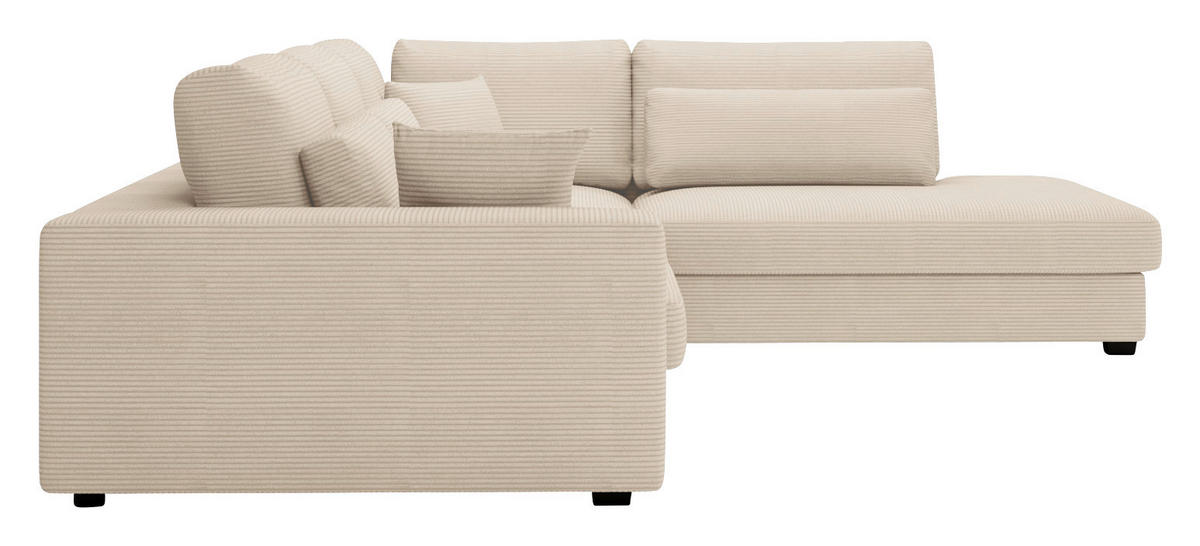 ECKSOFA in Cord Creme  - Creme/Schwarz, Konventionell, Kunststoff/Textil (314/250cm) - Carryhome