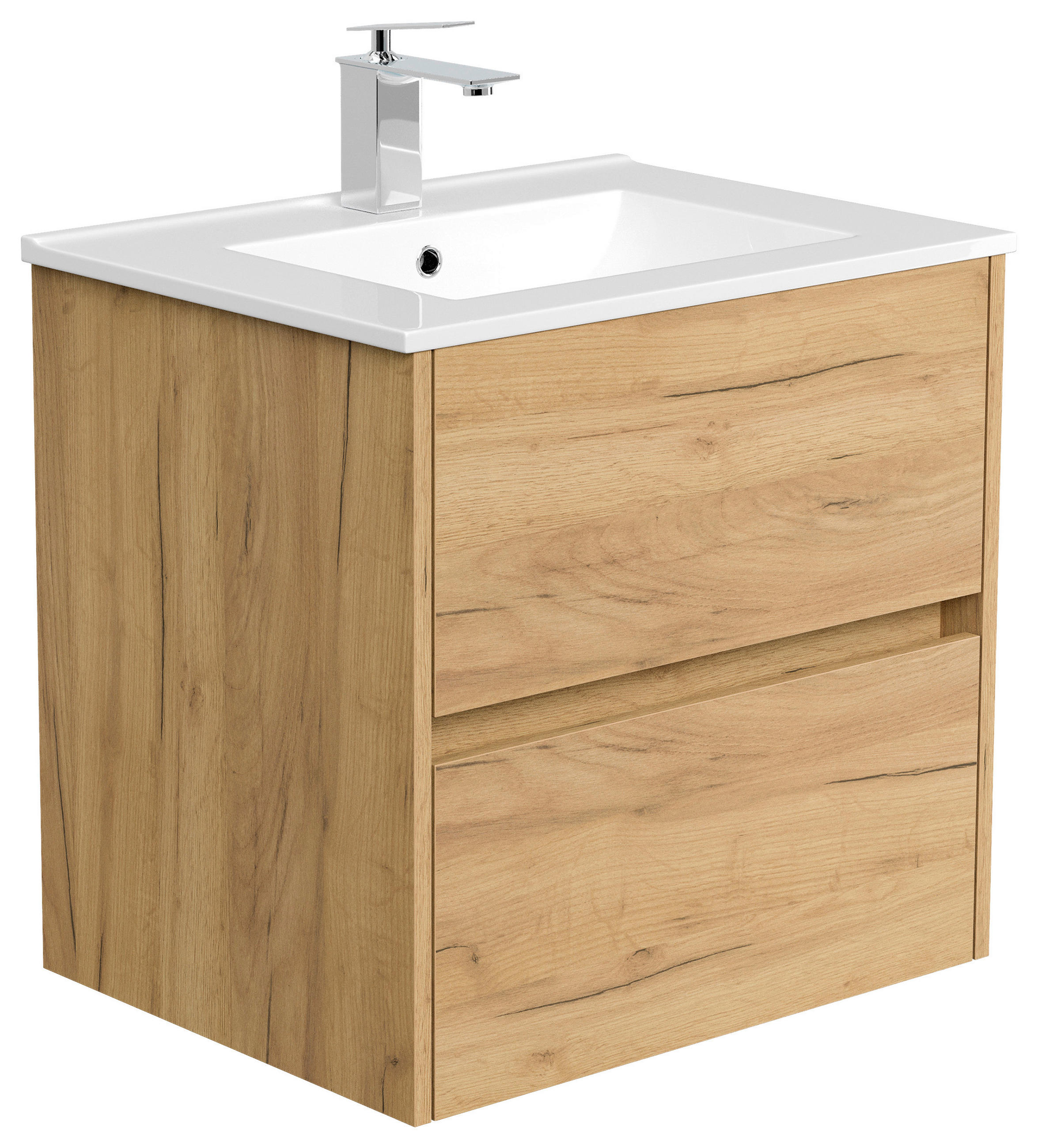 WASCHTISCHKOMBI 60 cm  - Eichefarben/Weiß, MODERN, Keramik/Holzwerkstoff (60cm) - MID.YOU