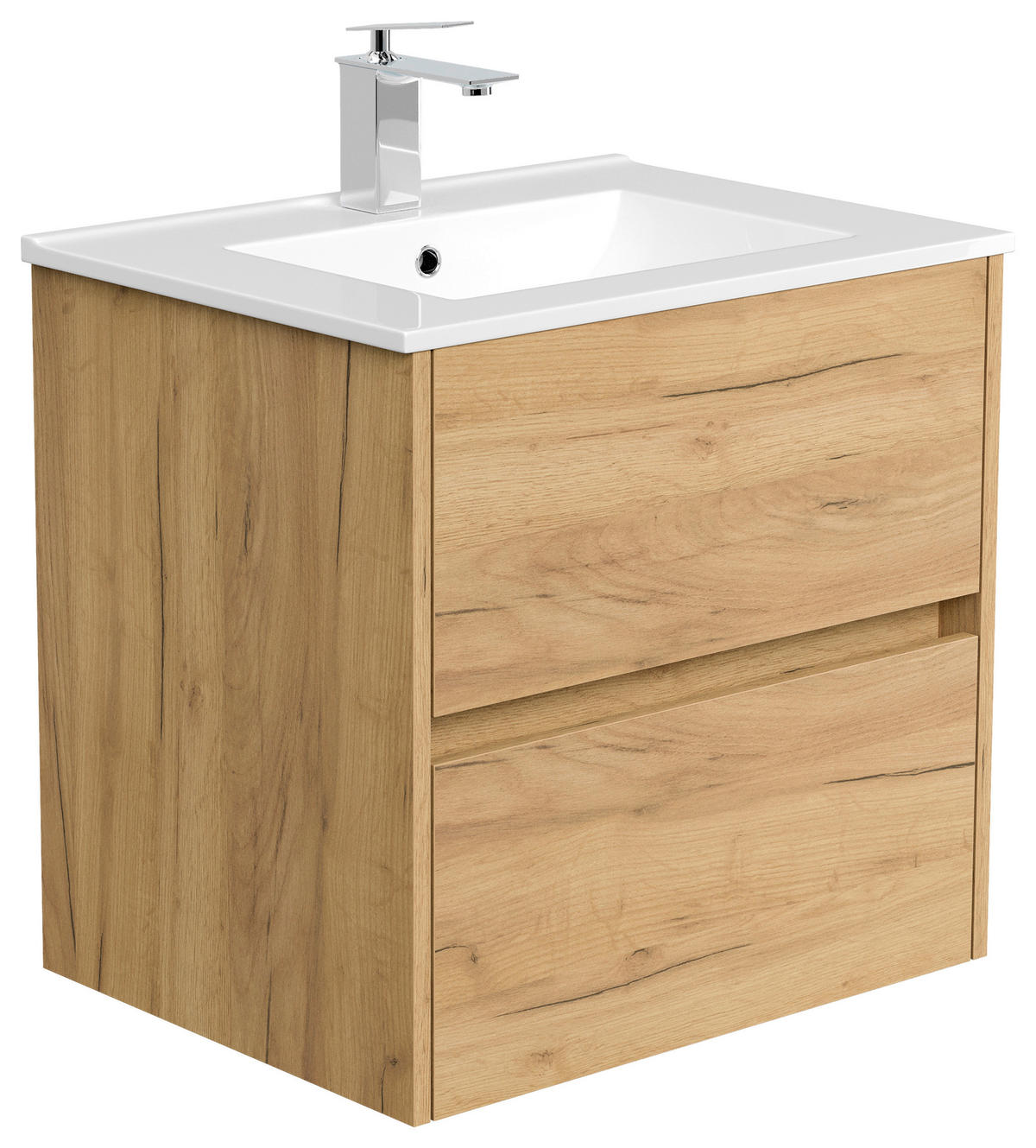 WASCHTISCHKOMBI 60 cm  - Eichefarben/Weiß, MODERN, Keramik/Holzwerkstoff (60cm) - MID.YOU
