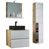 BADEZIMMER 4-teilig  in 94 cm  - Honigeiche/Weiss, Modern, Glas/Keramik (94cm) - MID.YOU