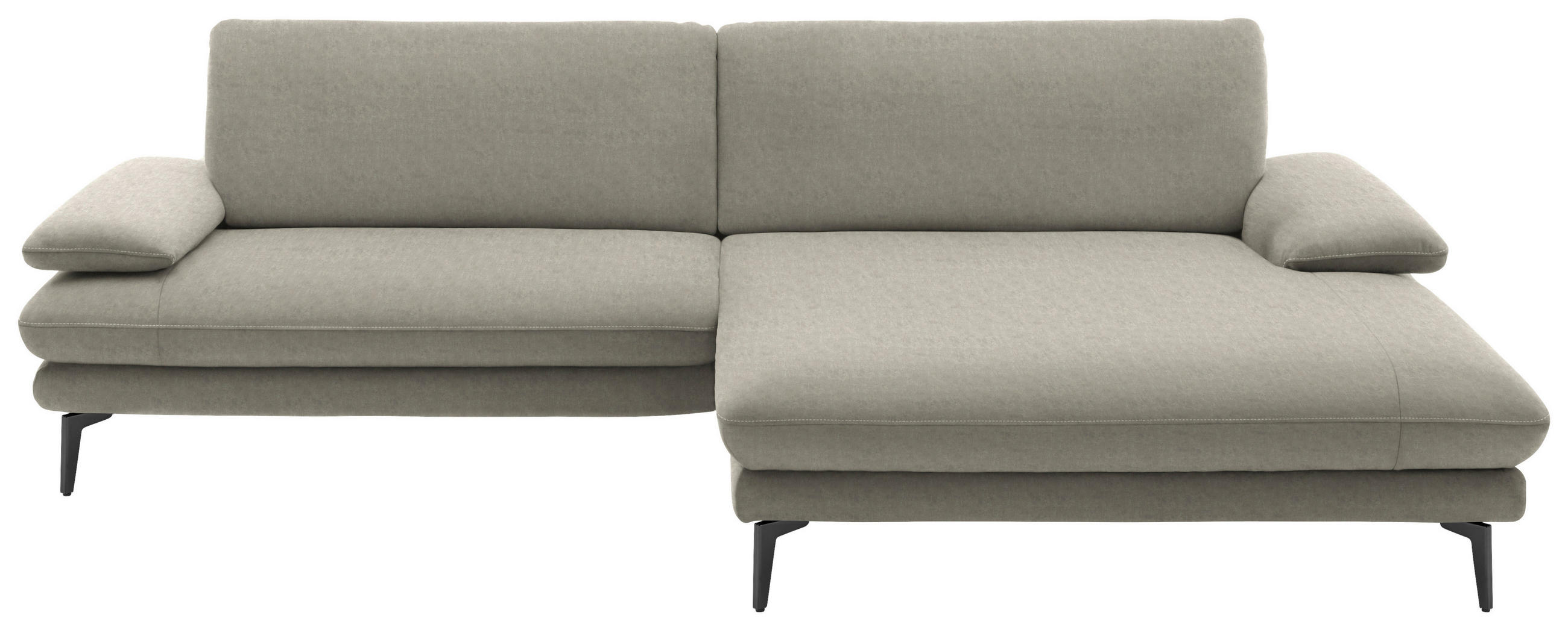 ECKSOFA in Velours Platinfarben  - Platinfarben/Schwarz, Design, Textil/Metall (284/184cm) - Dieter Knoll