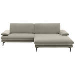 ECKSOFA  in Velours Platinfarben  284/184 cm  - Platinfarben/Schwarz, Design, Textil/Metall (284/184cm) - Dieter Knoll