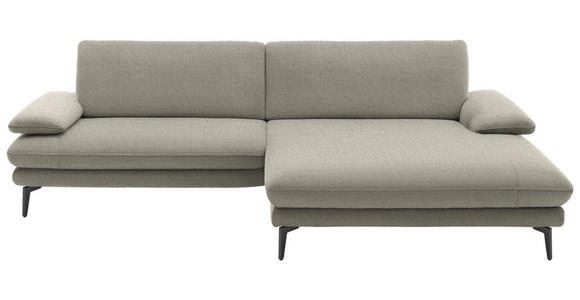 ECKSOFA  in Velours Platinfarben Rücken echt  284/184 cm  - Platinfarben/Schwarz, Design, Textil/Metall (284/184cm) - Dieter Knoll
