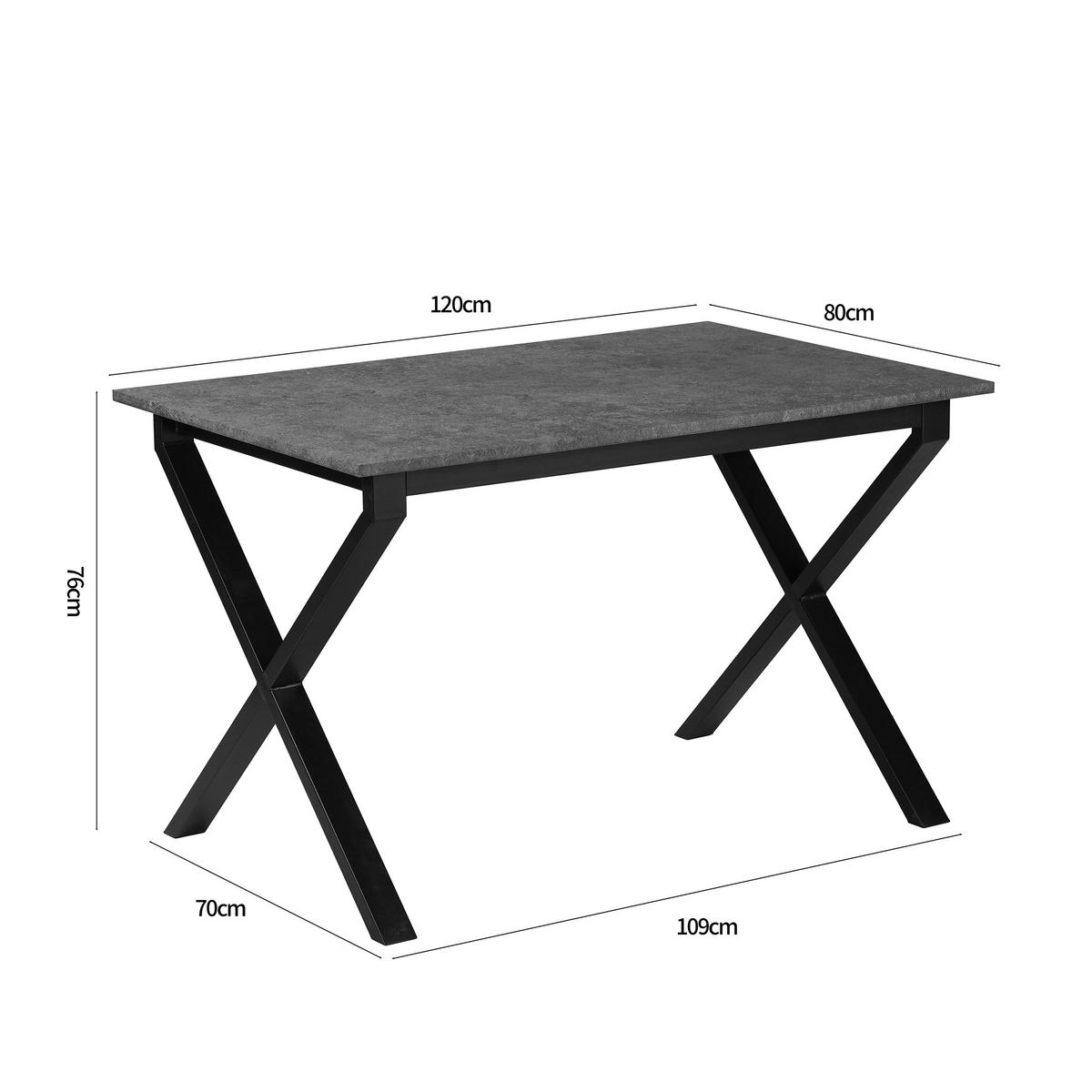 ESSTISCH 120/80/76 cm Nachbildung  Metall, Holzwerkstoff gastro- und objekttauglich rechteckig Grau  - Schwarz/Grau, MODERN, Holzwerkstoff/Metall (120/80/76cm) - MID.YOU