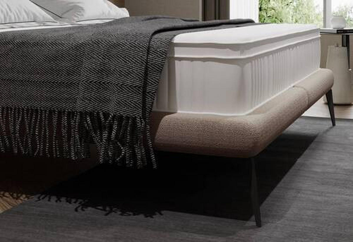 Polsterbett inkl. Matratze Matratze, gepolstertes Kopfteil, Topper Braun 180/200 cm  - Creme/Schwarz, MODERN, Textil/Metall (180/200cm) - Livetastic