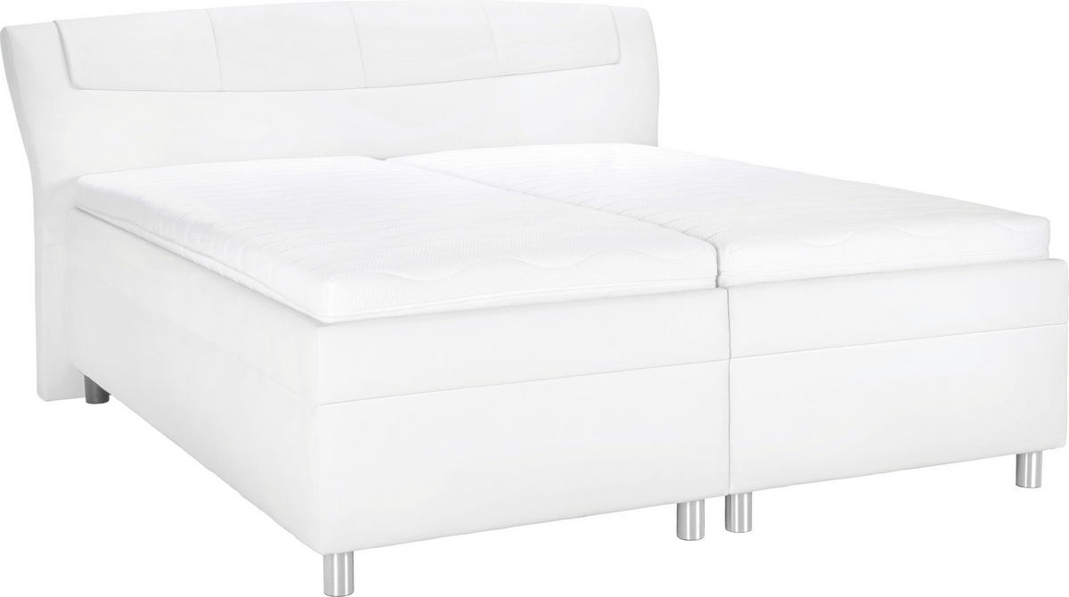 POLSTERBETT Matratze, gepolstertes Kopfteil, Lattenrost, Bettkasten, motorische Verstellbarkeit  in Weiß  - Silberfarben/Weiß, KONVENTIONELL, Textil/Metall (180/220cm) - Esposa