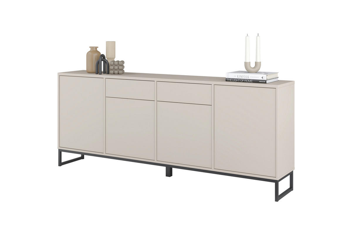 SIDEBOARD Alto 208,5/84,1/36,5 cm 2 Schublade(n)  - Kaschmir/Schwarz, Design, Holzwerkstoff/Metall (208,5/84,1/36,5cm) - MID.YOU