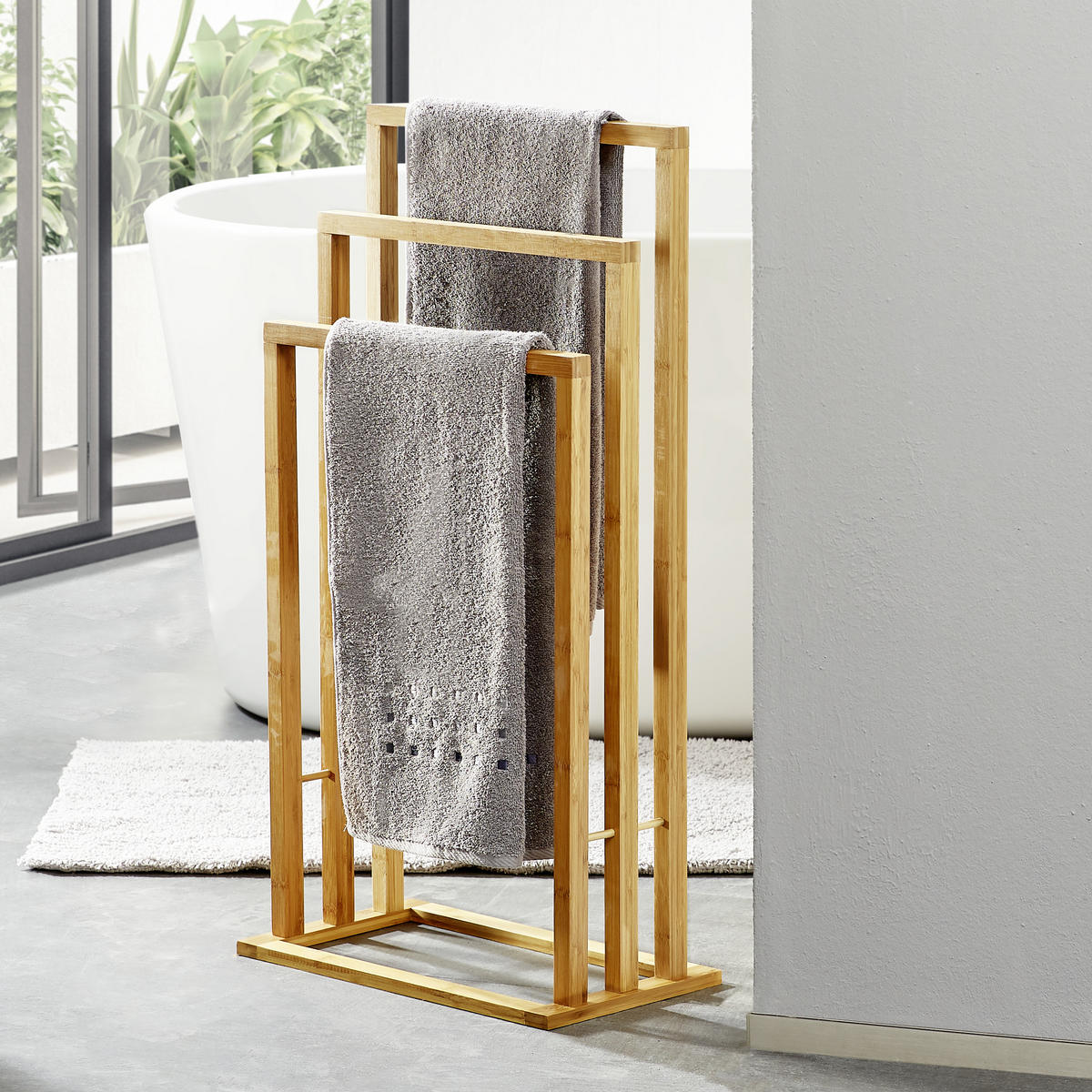 HANDTUCHHALTER Bambus Braun  - Braun, Basics, Holz (45/17.5/84cm)