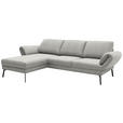 ECKSOFA  in Flachgewebe Silberfarben  175-224/255-365 cm  - Silberfarben/Schwarz, Design, Textil/Metall (175-224/255-365cm) - Dieter Knoll