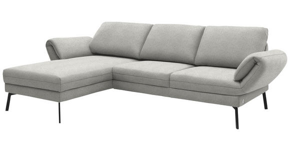 ECKSOFA  in Flachgewebe Silberfarben  175-224/255-365 cm  - Silberfarben/Schwarz, Design, Textil/Metall (175-224/255-365cm) - Dieter Knoll