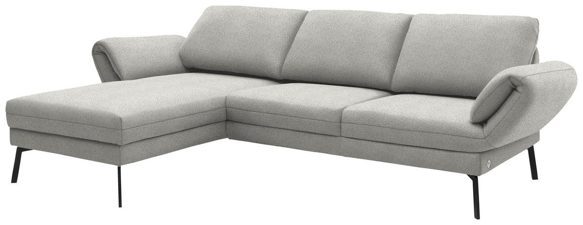 ECKSOFA  in Flachgewebe Silberfarben  175-224/255-365 cm  - Silberfarben/Schwarz, Design, Textil/Metall (175-224/255-365cm) - Dieter Knoll