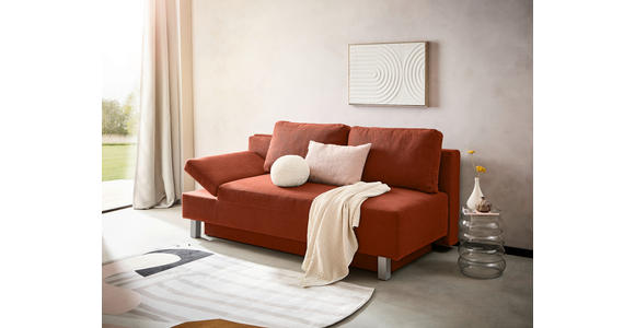 SCHLAFSOFA Flachgewebe Kupferfarben  - Chromfarben/Kupferfarben, Design, Holz/Textil (205/77-93/99cm) - Novel