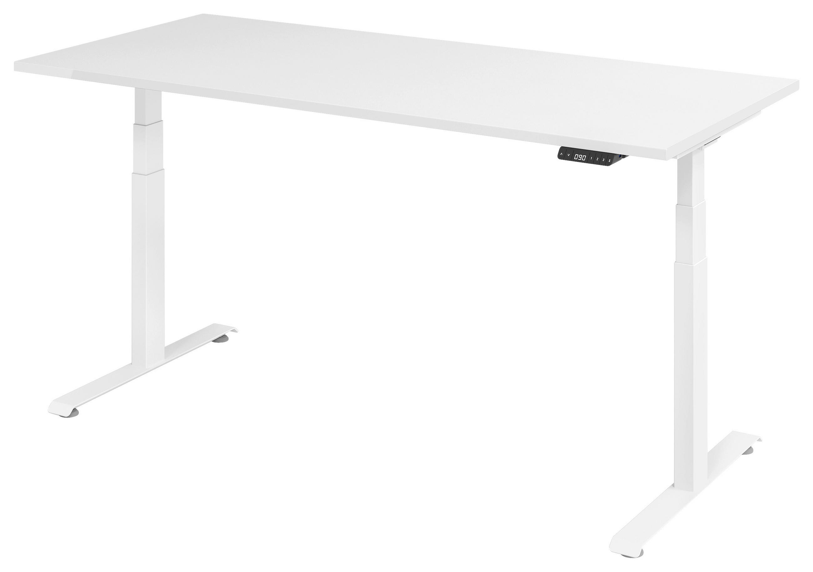SCHREIBTISCH 180/80/64,5-129,5 cm Weiß elektrisch höhenverstellbar  - Weiß, KONVENTIONELL, Holzwerkstoff/Metall (180/80/64,5-129,5cm) - Venda