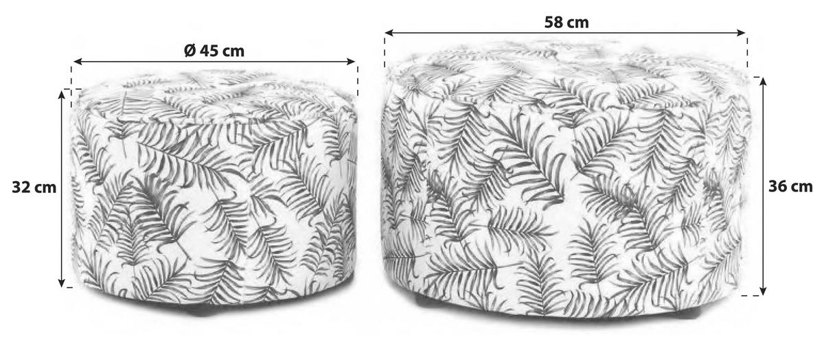 SADA TABURETIEK,  - biela/zelená, Basics, textil/plast (45+58cm)