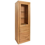 VITRINE  in massiv Wildeiche Wildeiche  - Wildeiche/Alufarben, Natur, Glas/Holz (65/192/42cm) - Carryhome