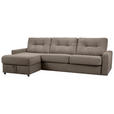 ECKSOFA Braun Webstoff Schlaffunktion, Rücken echt, Matratze, Rückenkissen, Bettkasten  - Schwarz/Braun, KONVENTIONELL, Kunststoff/Textil (160/270cm) - Carryhome