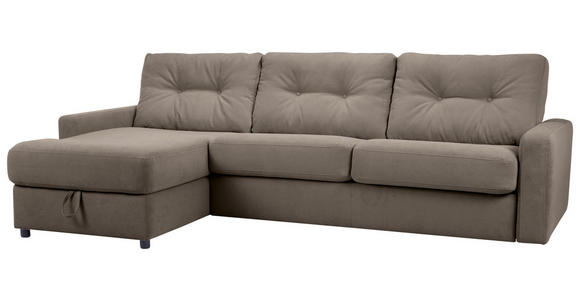 ECKSOFA Braun Webstoff Schlaffunktion, Rücken echt, Matratze, Rückenkissen, Bettkasten  - Schwarz/Braun, KONVENTIONELL, Kunststoff/Textil (160/270cm) - Carryhome
