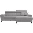 ECKSOFA in Velours Hellgrau 267/181 cm - Hellgrau/Schwarz, Design, Textil/Metall (267/181cm) - Carryhome
