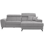 ECKSOFA in Velours Hellgrau  267/181 cm  - Hellgrau/Schwarz, Design, Textil/Metall (267/181cm) - Carryhome